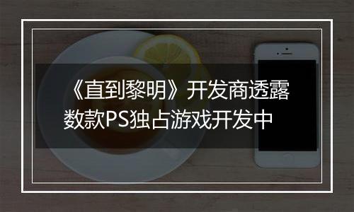 《直到黎明》开发商透露数款PS独占游戏开发中