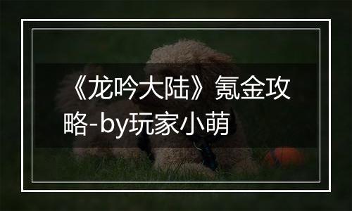 《龙吟大陆》氪金攻略-by玩家小萌