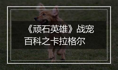 《顽石英雄》战宠百科之卡拉格尔