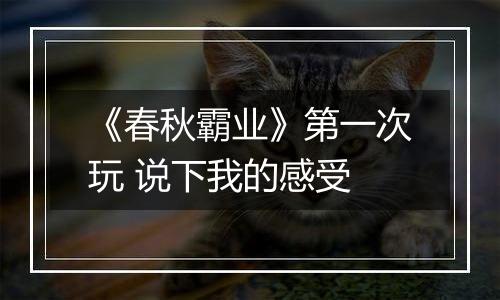 《春秋霸业》第一次玩 说下我的感受