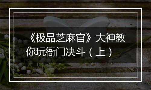 《极品芝麻官》大神教你玩衙门决斗（上）