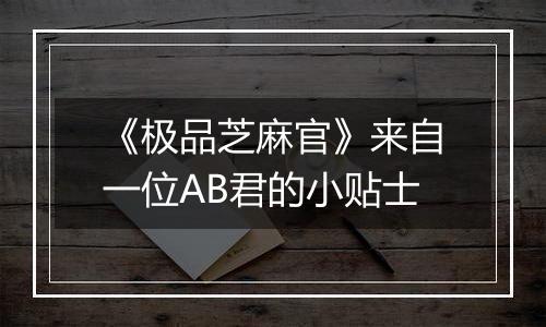 《极品芝麻官》来自一位AB君的小贴士