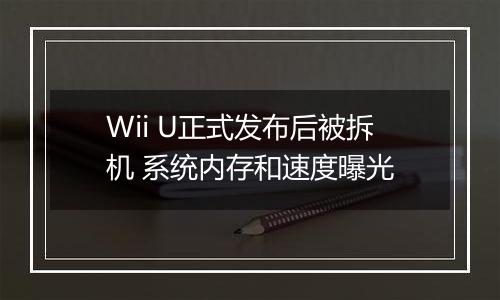 Wii U正式发布后被拆机 系统内存和速度曝光