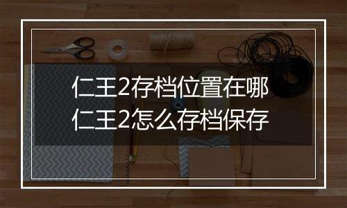 仁王2存档位置在哪 仁王2怎么存档保存