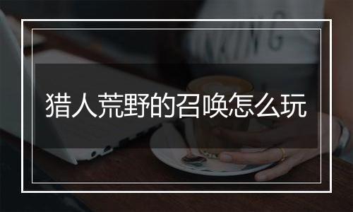 猎人荒野的召唤怎么玩