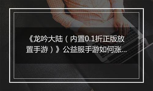 《龙吟大陆（内置0.1折正版放置手游）》公益服手游如何涨战力
