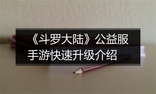 《斗罗大陆》公益服手游快速升级介绍