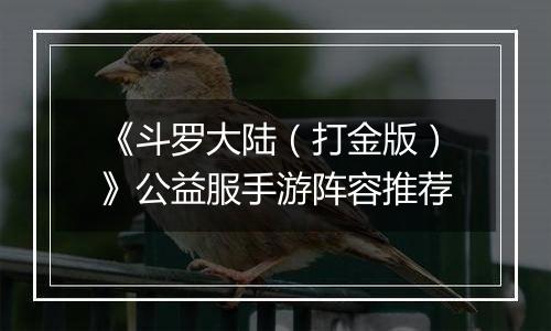 《斗罗大陆（打金版）》公益服手游阵容推荐