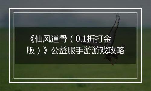 《仙风道骨（0.1折打金版）》公益服手游游戏攻略