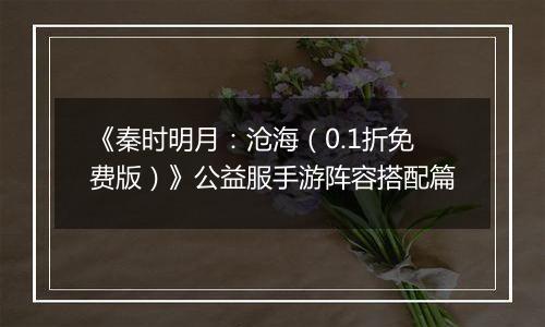 《秦时明月：沧海（0.1折免费版）》公益服手游阵容搭配篇