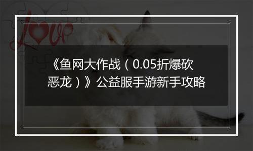《鱼网大作战（0.05折爆砍恶龙）》公益服手游新手攻略