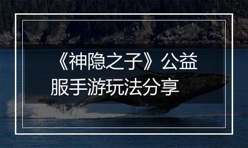 《神隐之子》公益服手游玩法分享