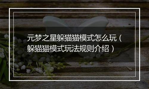 元梦之星躲猫猫模式怎么玩（躲猫猫模式玩法规则介绍）