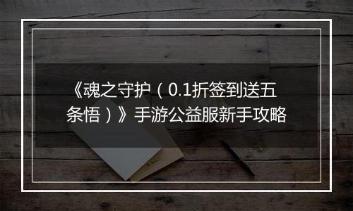 《魂之守护（0.1折签到送五条悟）》手游公益服新手攻略