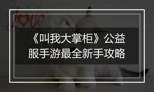 《叫我大掌柜》公益服手游最全新手攻略