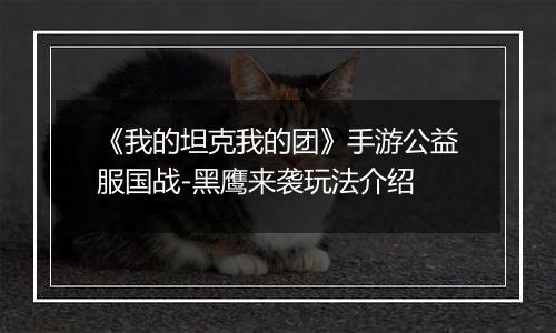 《我的坦克我的团》手游公益服国战-黑鹰来袭玩法介绍