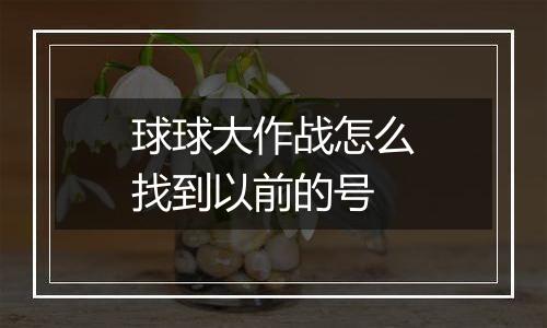 球球大作战怎么找到以前的号