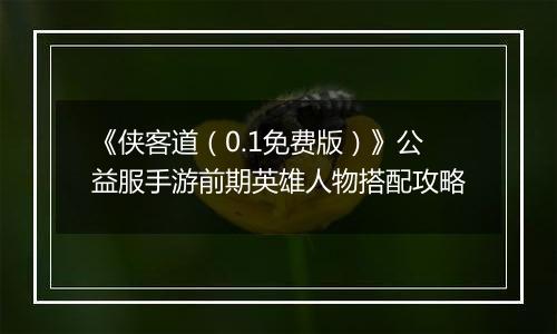 《侠客道（0.1免费版）》公益服手游前期英雄人物搭配攻略