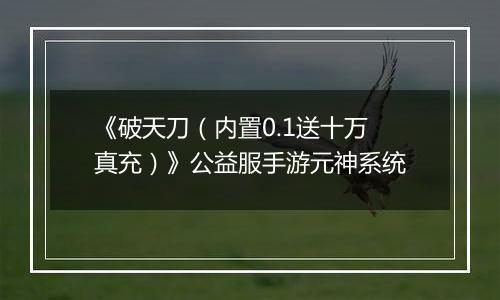 《破天刀(内置0.1送十万真充)》公益服手游元神系统