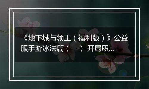 《地下城与领主（福利版）》公益服手游冰法篇（一） 开局职业如何选择