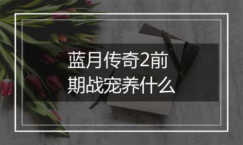 蓝月传奇2前期战宠养什么