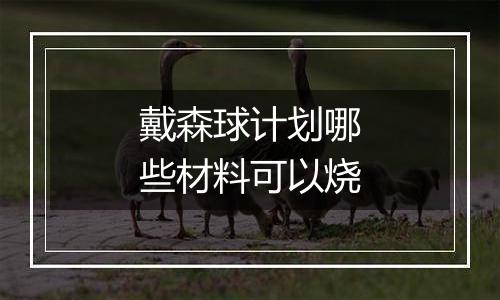 戴森球计划哪些材料可以烧