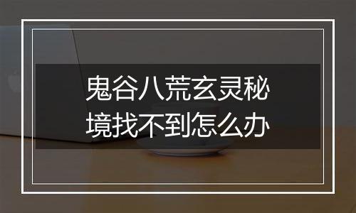 鬼谷八荒玄灵秘境找不到怎么办