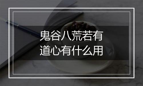 鬼谷八荒若有道心有什么用