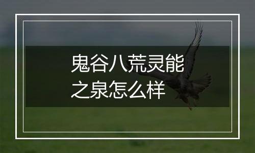 鬼谷八荒灵能之泉怎么样