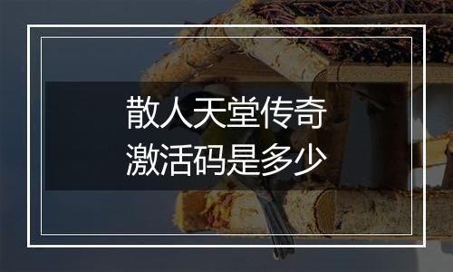 散人天堂传奇激活码是多少