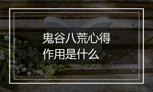 鬼谷八荒心得作用是什么