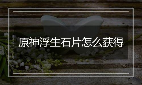原神浮生石片怎么获得
