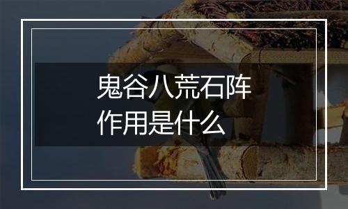 鬼谷八荒石阵作用是什么