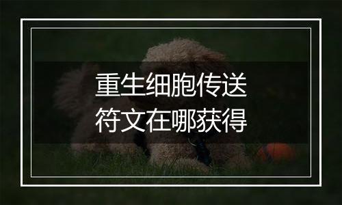 重生细胞传送符文在哪获得