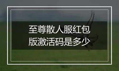 至尊散人服红包版激活码是多少