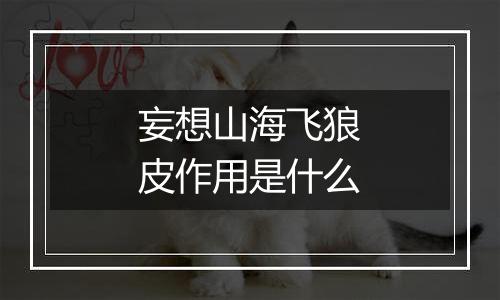妄想山海飞狼皮作用是什么