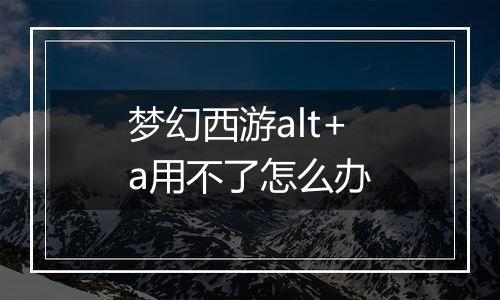 梦幻西游alt+a用不了怎么办