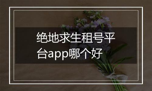 绝地求生租号平台app哪个好