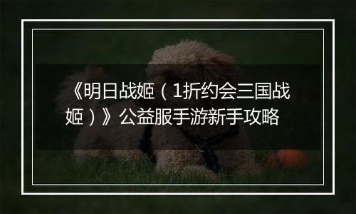 《明日战姬(1折约会三国战姬)》公益服手游新手攻略