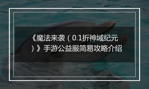 《魔法来袭（0.1折神域纪元）》手游公益服简易攻略介绍