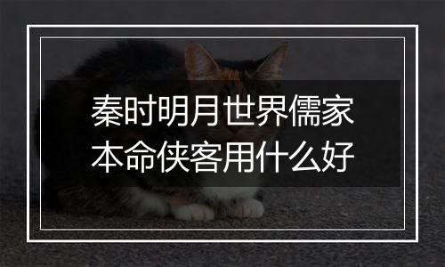 秦时明月世界儒家本命侠客用什么好