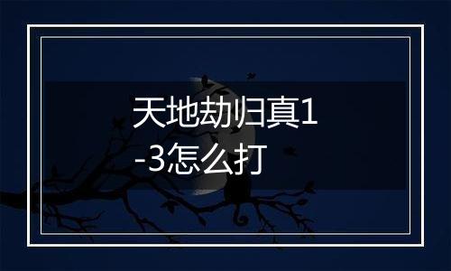 天地劫归真1-3怎么打