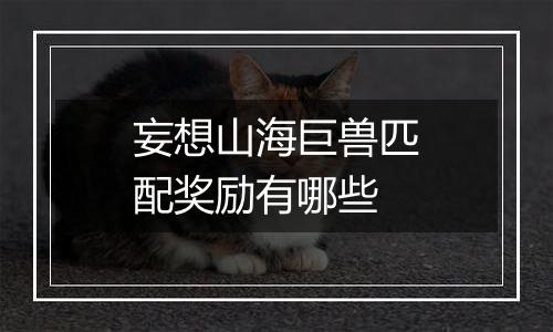 妄想山海巨兽匹配奖励有哪些