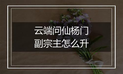 云端问仙杨门副宗主怎么升