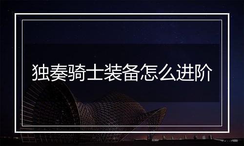 独奏骑士装备怎么进阶