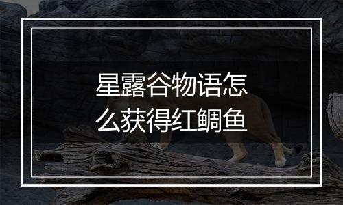 星露谷物语怎么获得红鲷鱼