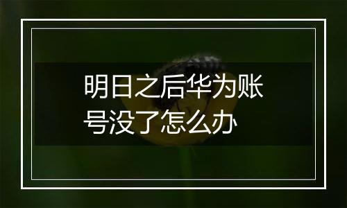 明日之后华为账号没了怎么办