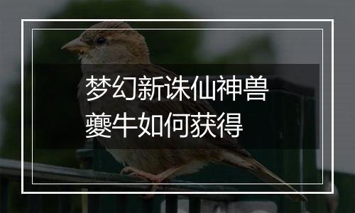 梦幻新诛仙神兽夔牛如何获得