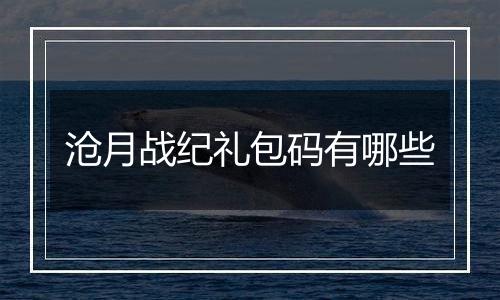 沧月战纪礼包码有哪些