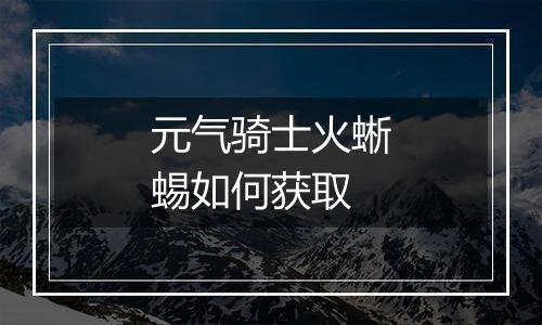 元气骑士火蜥蜴如何获取